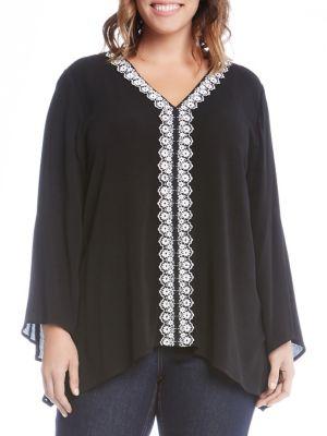 Karen Kane Plus Embellished Flare-sleeve Top