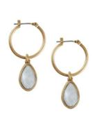 Lucky Brand Floral Tribes Goldtone Reversible Stone Drop Earrings