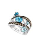 Levian Le Vian Chocolatier Blue Topaz And 14k White Gold Cocktail Ring