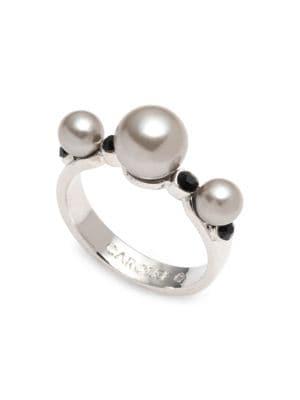 Carolee Dita Faux-pearl & Jet Stone Ring