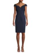 Vince Camuto Off-the-shoulder Beaded Sheath Dress