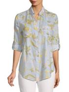 Lord & Taylor Petite Floral Cotton Button-down Shirt