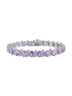 Sonatina Sterling Silver, Amethyst & 0.3 Tcw Diamond Bracelet