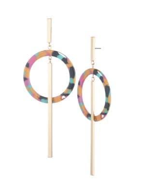Trina By Trina Turk Meet Me In Malibu Goldtone Linear Hoop Disc Earrings