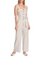 Vince Camuto Summer Linen Tie Waist Striped Jumpsuit