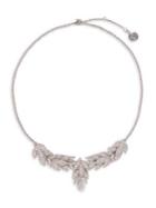 Vince Camuto Silvertone Layered Pave Leaf Frontal Necklace