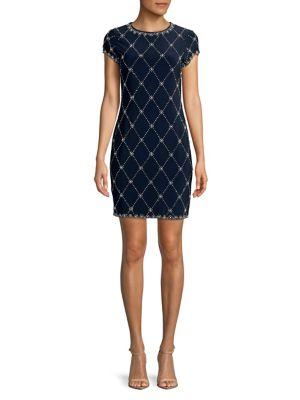 Betsy & Adam Embellished Cap-sleeve Dress