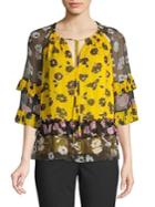 Diane Von Furstenberg Anabelle Floral Ruffle Blouse