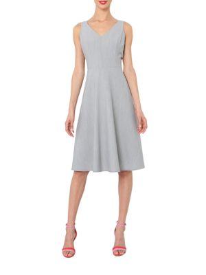 Isaac Mizrahi New York V Neck Fit And Flare Dress