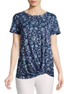Lord & Taylor Floral-print Twist-front Top