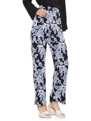 Vince Camuto Amalfi Breeze Woodblock Floral-print Wide-leg Pants