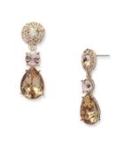 Givenchy White Metal And Glass Stone Drop Earrings