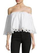 T Tahari Off-the-shoulder Eyelet-trim Top