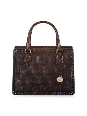 Brahmin Small Cocoa Hughes Camille Leather Satchel