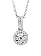 Sonatina Diamond And Sterling Silver Halo Circle Pendant Necklace