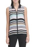 Tommy Hilfiger Piped Stripe Sleeveless Blouse