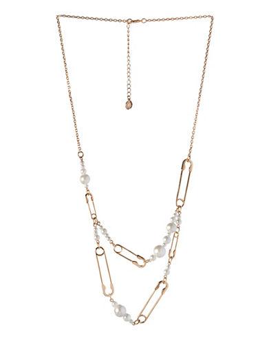 Bcbgeneration Pearl Group Faux Pearl & 12k Yellow Goldplated Safety Pin Necklace