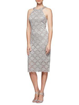 Alex Evenings Beaded Lace Shift Dress