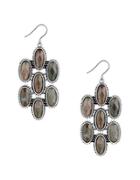 Lucky Brand Mother-of-pearl And Epoxy Stone Drop Earrings- 2.5in