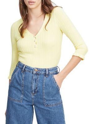 Miss Selfridge V-neck Button Rib Knitted Top