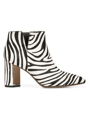 Franco Sarto Nest Zebra-print Calf-hair & Leather Ankle Booties