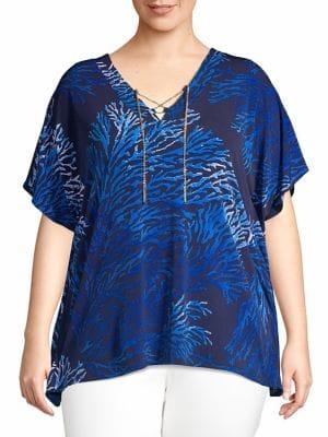 Michael Michael Kors Plus Tahitian Reef-print Jersey Tunic