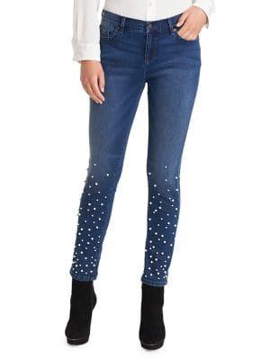 Karl Lagerfeld Paris Faux Pearl-embellished Jeans