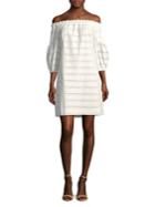 Vince Camuto Eyelet Cotton Off-the-shoulder Shift Dress