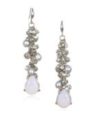 Badgley Mischka 8mm X 7mm Freshwater Pearl And Crystal Drop Earrings