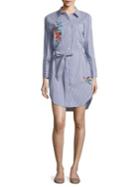 Highline Collective Embroidered Striped Shirtdress