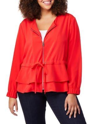 Rebel Wilson X Angels Plus Two-tier Peplum Zip Jacket