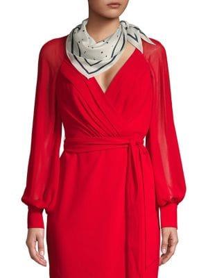 Lauren Ralph Lauren Dotted & Striped Silk Scarf