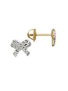 Lord & Taylor Crystal And 14k Yellow Gold Bow Stud Earrings