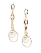 Cara Faux Pearl-accented Chain-link Drop Earrings