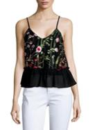 Design Lab Lord & Taylor Peplum Embroidered Top