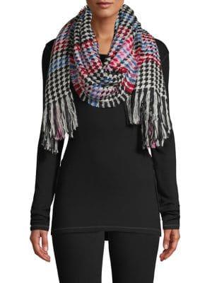 Echo Houndstooth Fringed Scarf