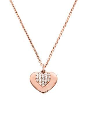 Michael Kors Kors Love 14k Rose-goldplated & Crystal Heart Pendant Necklace