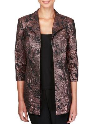 Alex Evenings Plus Two-piece Longline Metallic Jacquard Jacket & Scoopneck Tank Set