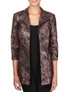 Alex Evenings Plus Two-piece Longline Metallic Jacquard Jacket & Scoopneck Tank Set
