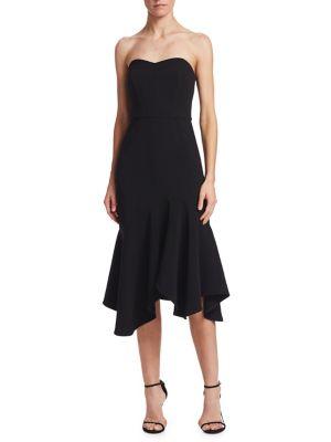 Halston Heritage Strapless Flounce Sheath Dress