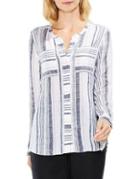 Two By Vince Camuto Variegated Step Long-sleeve Stripe Button-down Shirt
