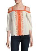 Bailey 44 Rose Water Embroidered Cold-shoulder Top