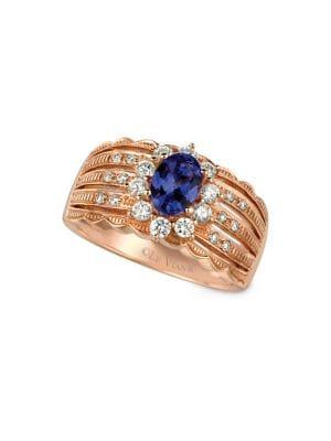 Le Vian 14k Strawberry Gold? Blueberry Tanzanite? & Vanilla Diamonds? Wide-band Ring