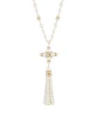 Anne Klein Goldtone, Faux Pearl & Crystal Pendant Necklace