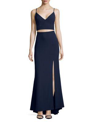 Jump Two-piece Cropped Top And Hi-lo Skirt