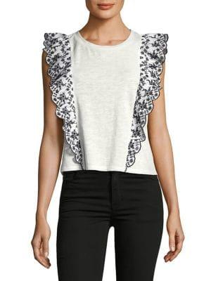 Design Lab Lord & Taylor Embroidered Sleeveless Top