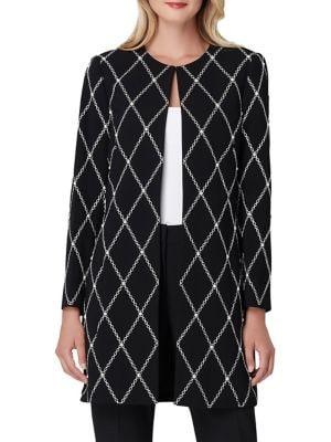 Tahari Arthur S. Levine Faux-pearl Embellished Topper Coat