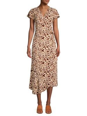 Halston Heritage Animal-print Midi Wrap Dress