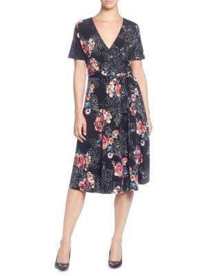 Catherine Catherine Malandrino Floral Short-sleeve Wrap Dress