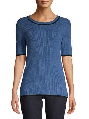 Jones New York Trimmed Ribbed Top